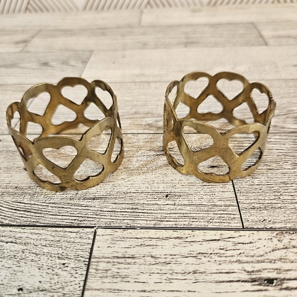 Vintage Brass Napkin Rings With Heart Cutouts - Picture 1 of 4